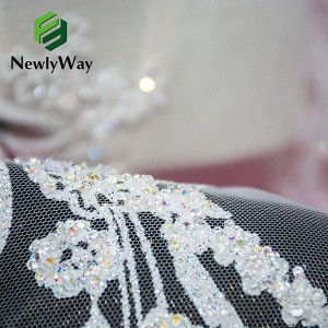 High Quality Fench Elegant Bridal Glitter Sequin Tulle Lace Embroided Fabric Maka Uwe Ejiji Gosi Uwe Agbamakwụkwọ