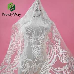 Kina Shaoxing tekstil spesialiserer seg på elegante fargerike paljetter Glitter Sparkle Brodert blonder Tyll stoff til brudekjoler