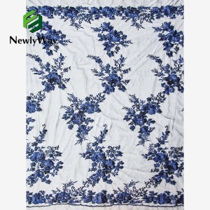 Žhavý výprodej Dvoubarevné barevné květiny Mesh Embroidery Lace Fabric