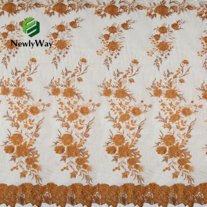 Sina Factory Tulle Mesh Lace Embroidery Fabric pro coquit