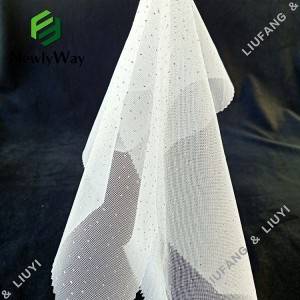 Pabrik Penjualan Langsung White Polyester Glitter Tulle Mesh Fabric untuk gaun