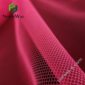 စက်ရုံရောင်းရန် 100% Polyester Hexagon Honeycomb Mesh Net Tulle Fabric