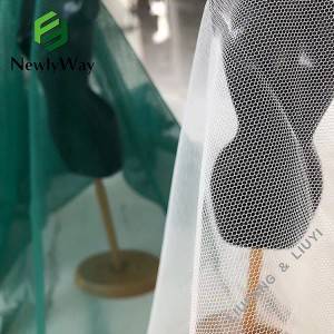 Kilang borong heksagon honeycomb net poliester mesh tulle fabrik untuk baju voile wanita
