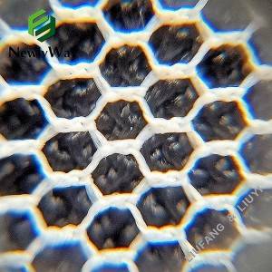 Pabrik grosir hexagon honeycomb net polyester mesh tulle kain kanggo kaos voile wanita
