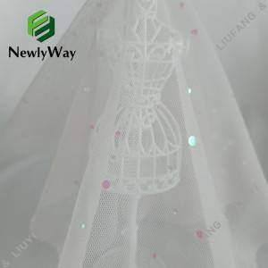 Вишукана мереживна мереживна тканина з поліестеру з паєтками з тюлю для весільної сукні
