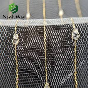 Ang uso ug moderno nga nylon metallic gold yarns tulle mesh lace fabric para sa mga sinina