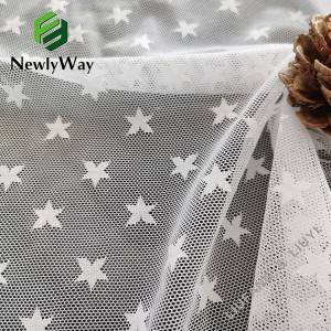 Gelin elbiseleri için yüksek kaliteli naylon spandex streç çözgü örme yıldız beyaz tül örgü kumaş