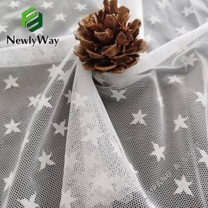 គុណភាពខ្ពស់ nylon spandex stretch warp knitted star white tulle mesh fabric សម្រាប់រ៉ូបកូនក្រមុំ