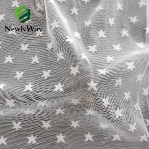 သတို့သမီးဝတ်စုံအတွက် အရည်အသွေးမြင့် နိုင်လွန်စပန့်ဒက်စ် ကြယ်ပွင့်အဖြူရောင် tulle mesh ချည်ထည်