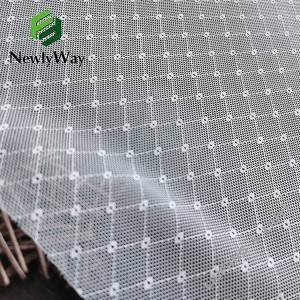 अन्डरवियरको लागि होलो डट्स डिजाइन नायलॉन स्प्यान्डेक्स स्ट्रेच बुनिएको हीरा जाल कपडा