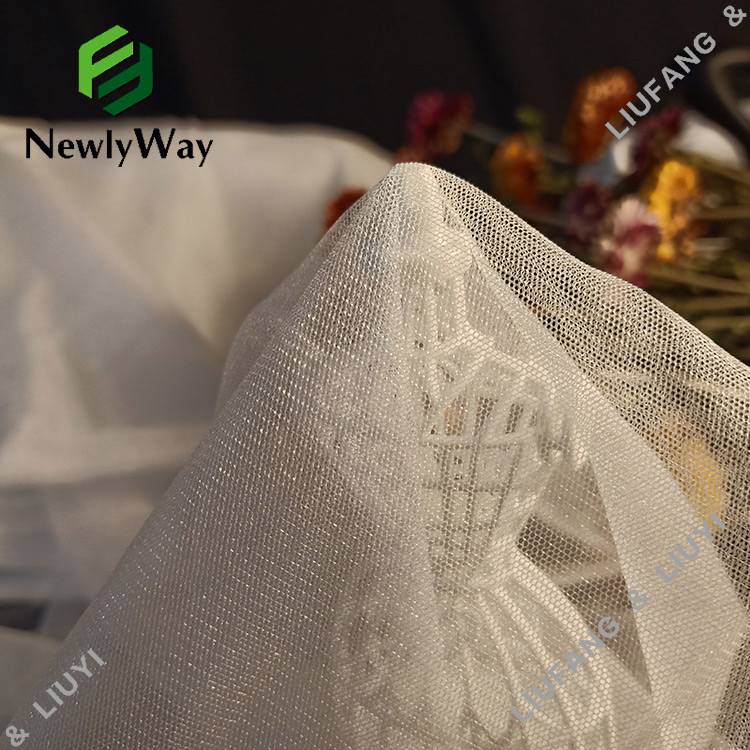 Hot Sale Hexagonal Nylon Mesh Net Shine Tulle Kain kanggo Wedding Veil