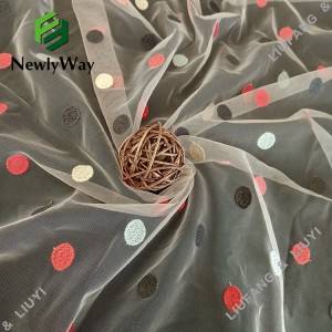 Geborduurde nylon tule mesh kantstof met stippenpatroon voor babyrokken