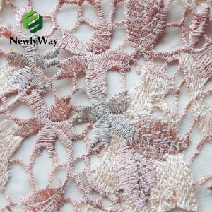 De-kalidad na French Beaded Applique Tulle Lace Embroidery Mesh Fabric Para sa Mga Party Dress