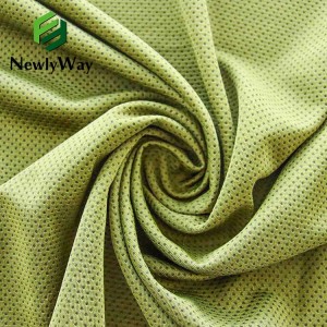 100% polyester non-elastic mesh 75D weft knitted lesela bakeng sa selemo le lehlabula liaparo tsa boikhathollo tse phefumolohang
