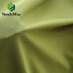 100% polyester non-elastic mesh 75D weft knitted nsalu ya masika ndi chilimwe kupuma mopumira kuvala masewera suti