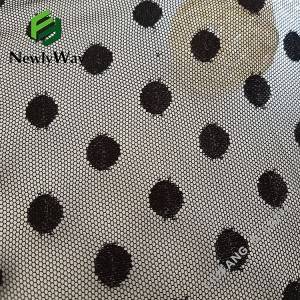Velké puntíky z černého nylonového spandexového síťovaného úpletu pro sexy spodní prádlo