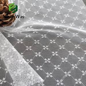 Tecido de malla de encaixe floral de punto de urdimbre de nylon elástico de spandex para roupa interior