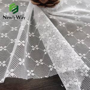 Tillverkare nylon stretch spandex varp stickad blommig spets mesh tyg för underkläder