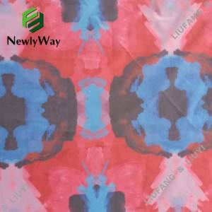 Нова модна мереживна тканина з поліефірного тюлю з різнокольоровим принтом для сукні