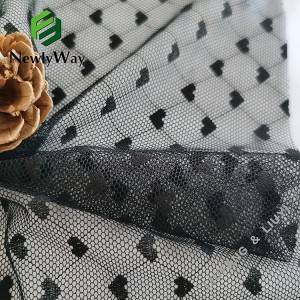Nylon spandex čierna čipka v tvare srdca strečová osnovná pletená sieťovaná tylová tkanina na odevy