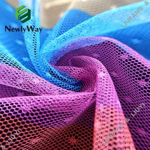 衣服のためのポルカ ドットの虹のチュールによって印刷される網のレースの生地