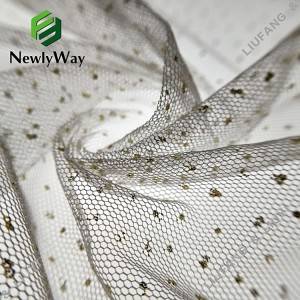 Պոլիեսթեր ոսկյա փայլեր սպիտակ շղարշ ցանցավոր ժանյակավոր գործվածք կանացի զգեստի համար