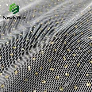 Polyester Gold Glitter White Tulle Mesh Lace Fabric សម្រាប់រ៉ូបរបស់ Lady