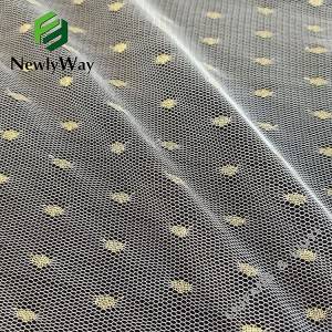 Mga sikat na flash nylon gold fiber tulle mesh knit fabric para sa bridal veil