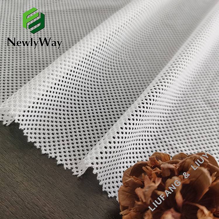 Tecido de malla de punto de nailon branco e spandex popular para forro de roupa deportiva