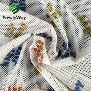 Печатная нейлоновая эластичная спандексная белая сетчатая сетчатая ткань для детской одежды