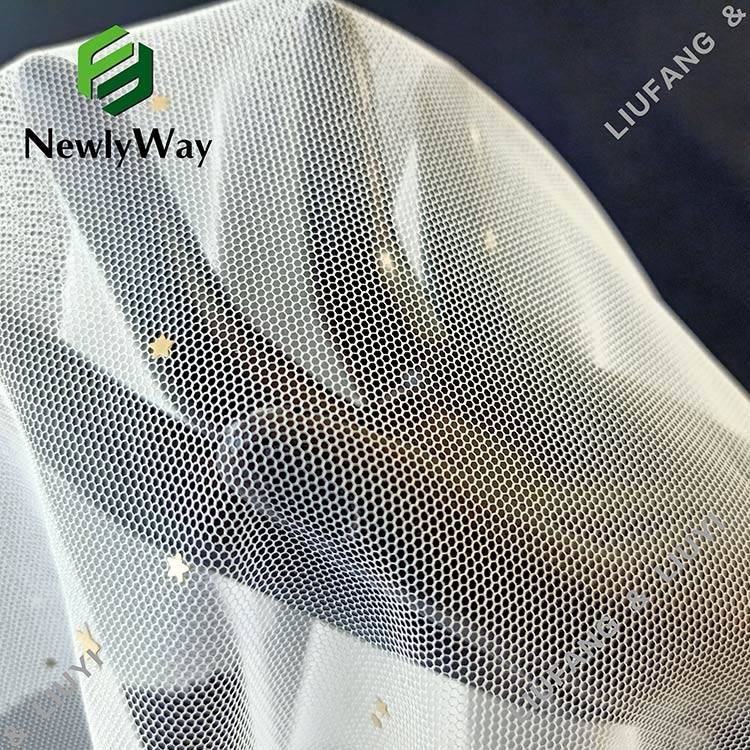 Ткань шнурка сетки Тюль полиэстера Секин печатания сделанная по образцу звездой для платья