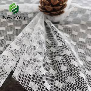 Tecido de malha elástica de malha de urdidura de náilon de design retangular para mangas de roupas