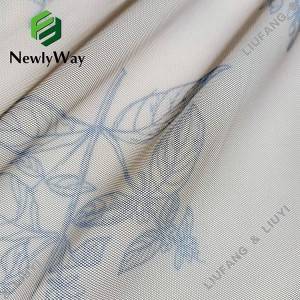 ການອອກແບບດອກໄມ້ແບບງ່າຍດາຍພິມ polyester tulle ຕາຫນ່າງ lace fabric ສໍາລັບ dresses