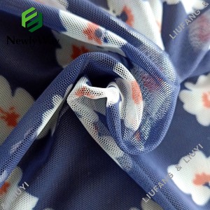 Soft Printed Nylon Spandex Mesh Flower Lace Fabric foar Bra / Close-fitting Top