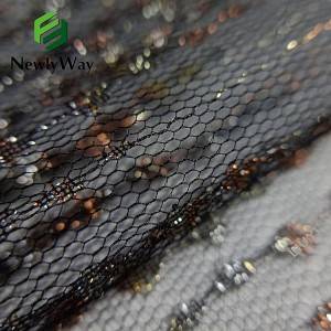 Sparkle nylon gold yarn net lace tulle fabric untuk aksesoris pakaian