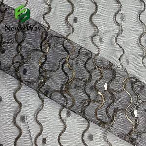 Super quality nylon metallic thread tulle mesh knit fabric no nā lako male