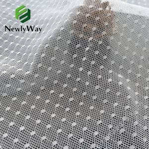 Супер тънък найлонов спандекс плетена на точки бяла мрежеста тъкан от тюл за поли