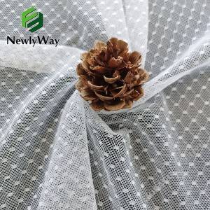 Super nipis nilon spandex meledingkan kain polka dot putih tulle mesh untuk skirt