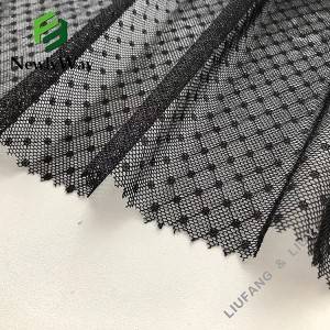 Super thin nylon spandex warp knitted polka dot white tulle mesh fabric para sa mga palda