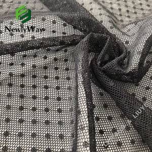 Superdunne nylon spandex ketting gebreide polka dot witte tule mesh stof voor rokken