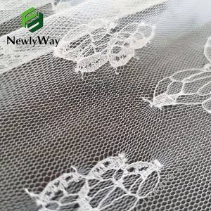 Super thin nylon warp knitted butterfly lace tulle mesh netting fabric para sa bridal lace