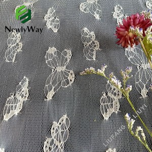 Super ipis nilon Lungsi knitted kukupu renda tulle bolong lawon netting pikeun renda bridal