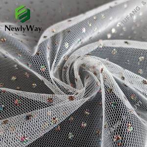 Tissu blanc de dentelle de maille de polyester de tulle de paillettes de diverses couleurs pour des vêtements de mode