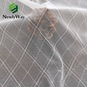 Tessutu di maglia elastica di maglia di nylon spandex di diamanti di doppia linea bianca per a camicia di voile di donna