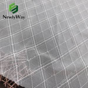 Vit dubbel linje diamant nylon spandex stickat stretch mesh tyg för dam voile skjorta