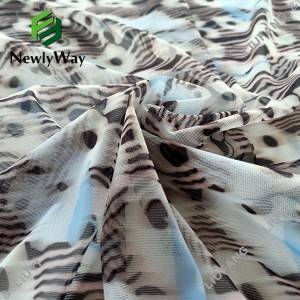 Tissu de dentelle de maille de spandex en nylon imprimé à motifs de zèbre et de fleur pour les vêtements