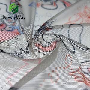 Цртани одштампани полиестерски спандекс мрежасти чипкани трико плетени материјал за модну хаљину