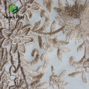 China Fatory извезена тул ткаенина со апликации/бисери