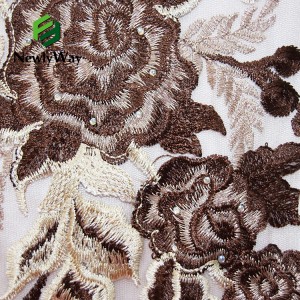 Olupese lace igbadun Mesh Embroidery Dress Materials Fabric with pearl/stones