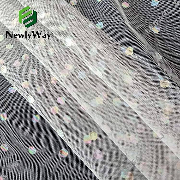 Coloured polka dot foil printed tulle nylon mesh lace fabric for wedding/dresses